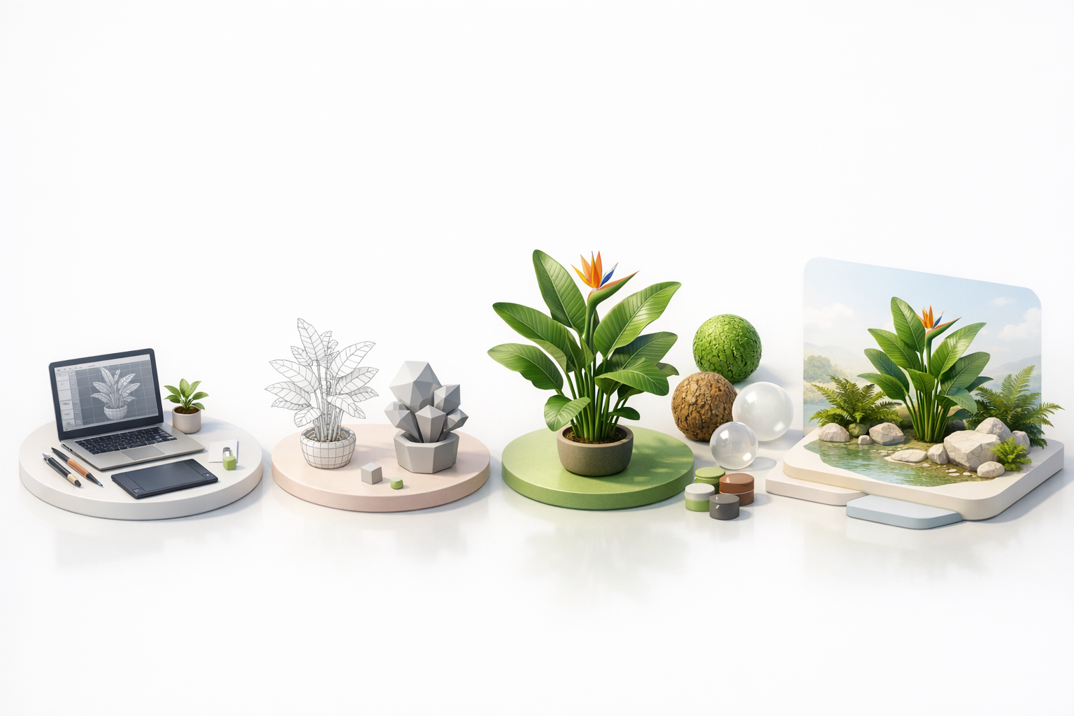 Best Practices for Modeling Plants in 3D illustration