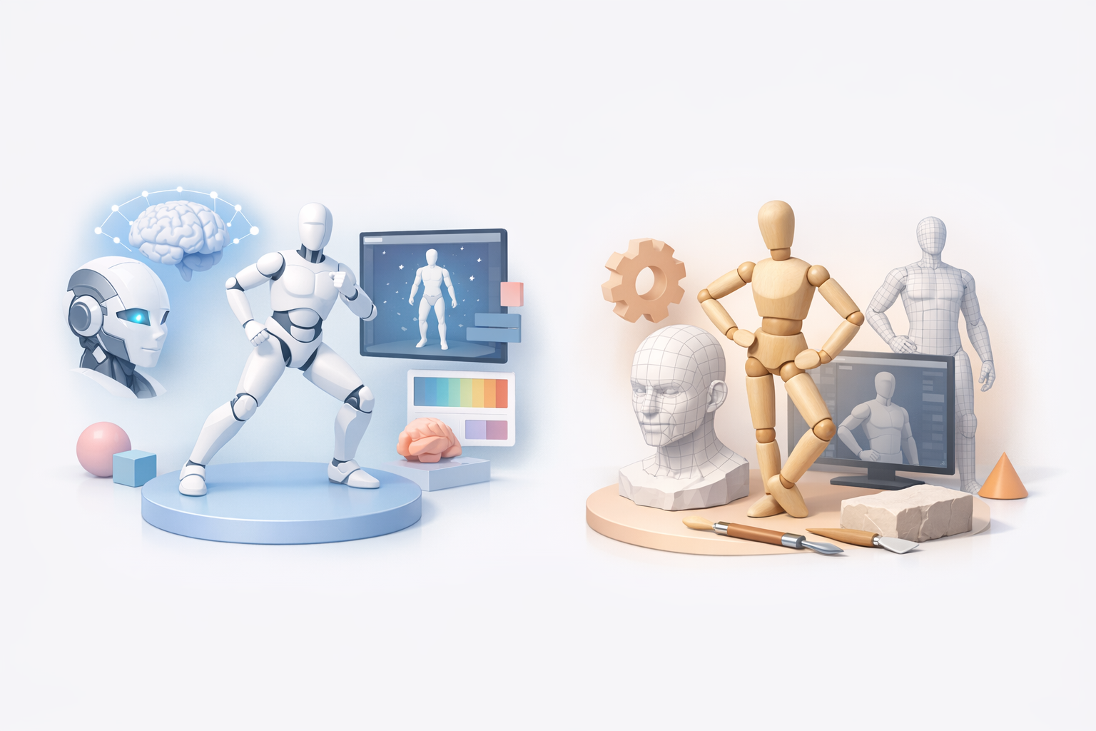 AI工具与传统方法的对比 示意图