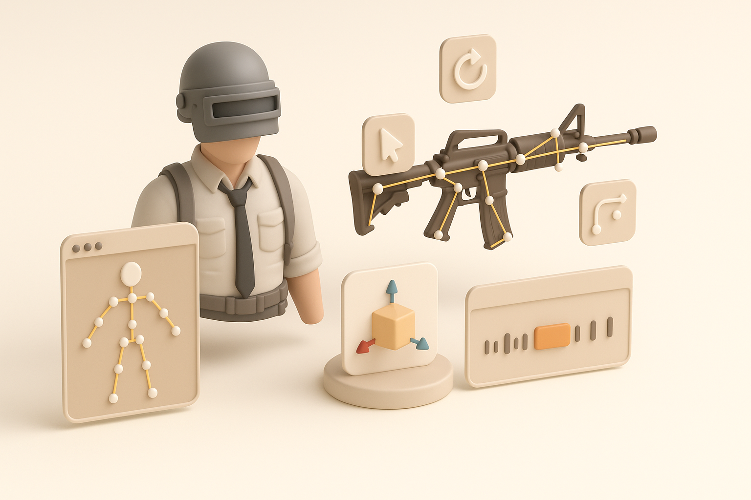 Rigging and Animation for PUBG Mobile Assets illustration