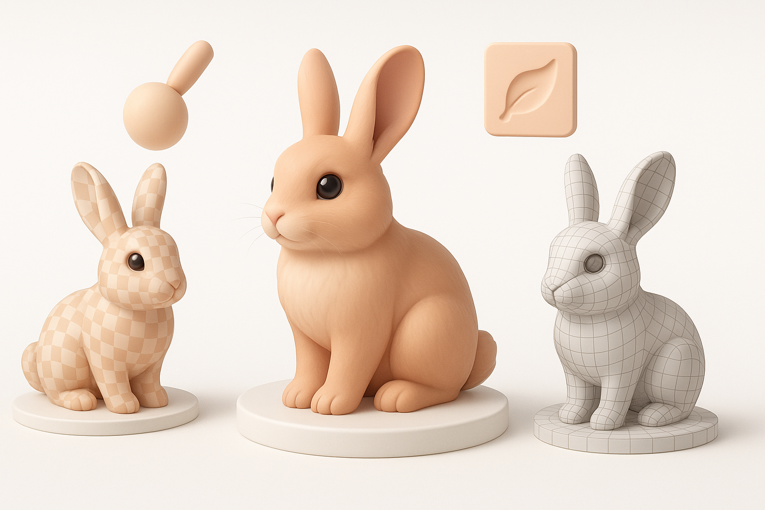 贴图、Retopology与细节处理技术示意图
