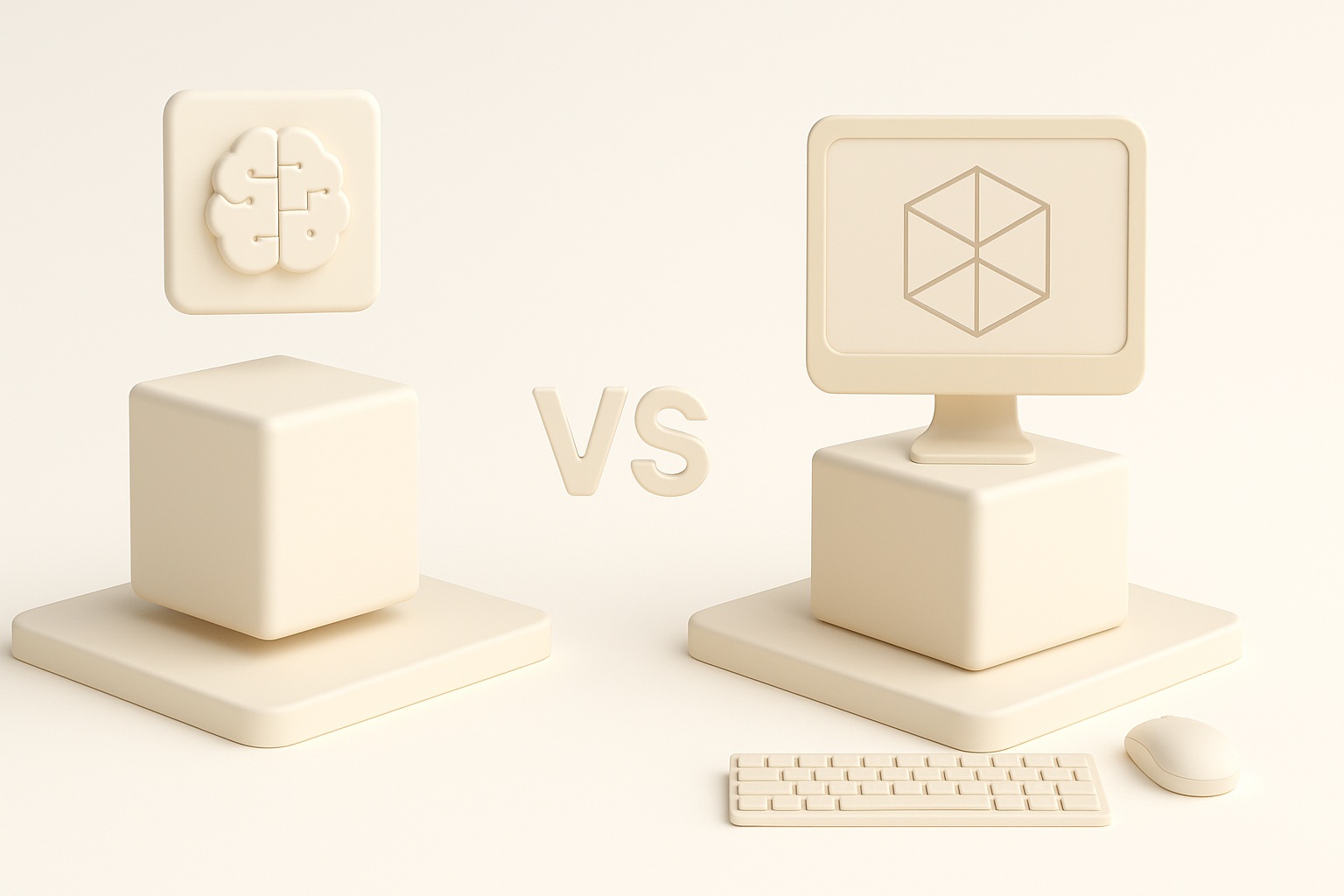 AI 驱动与传统 3D 制作方法对比示意图