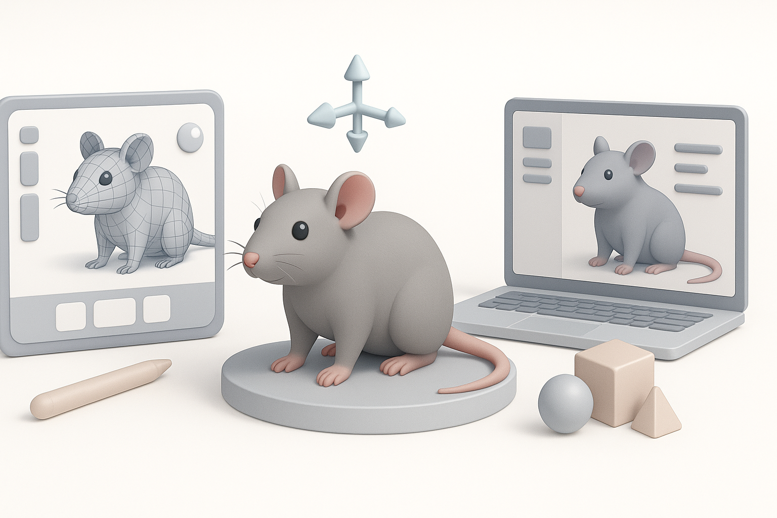 鼠类3D模型创建工具与方法对比图示