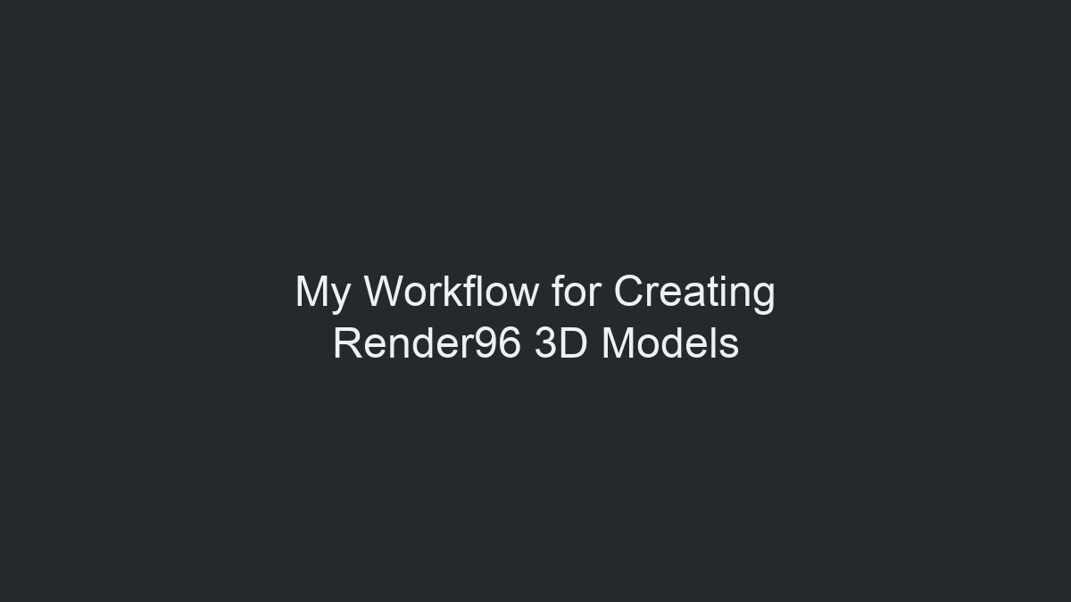 我的Render96 3D模型创作工作流程示意图