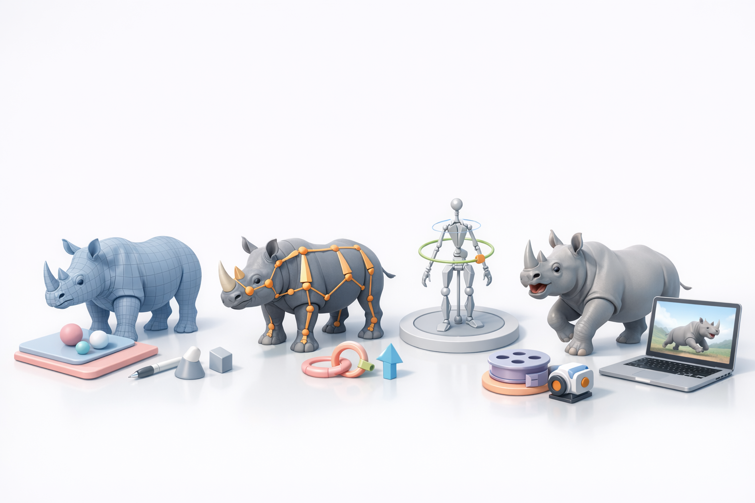 Retopology、绑定与动画技巧示意图