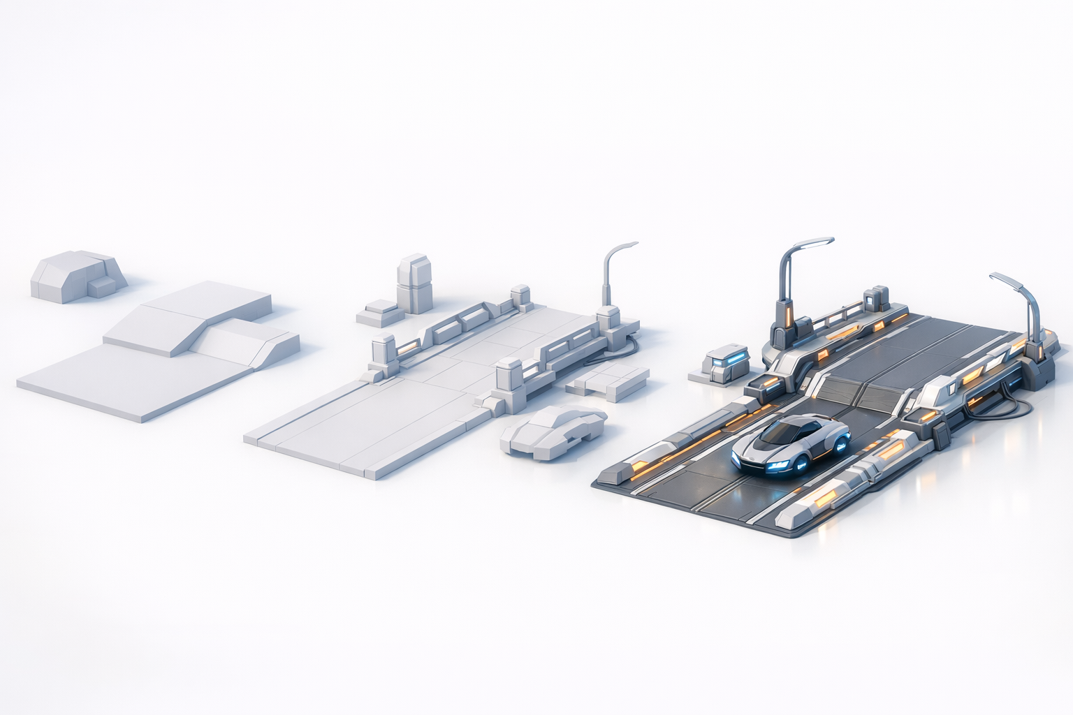 Blocking Out the Sci-Fi Road: My Step-by-Step Approach illustration