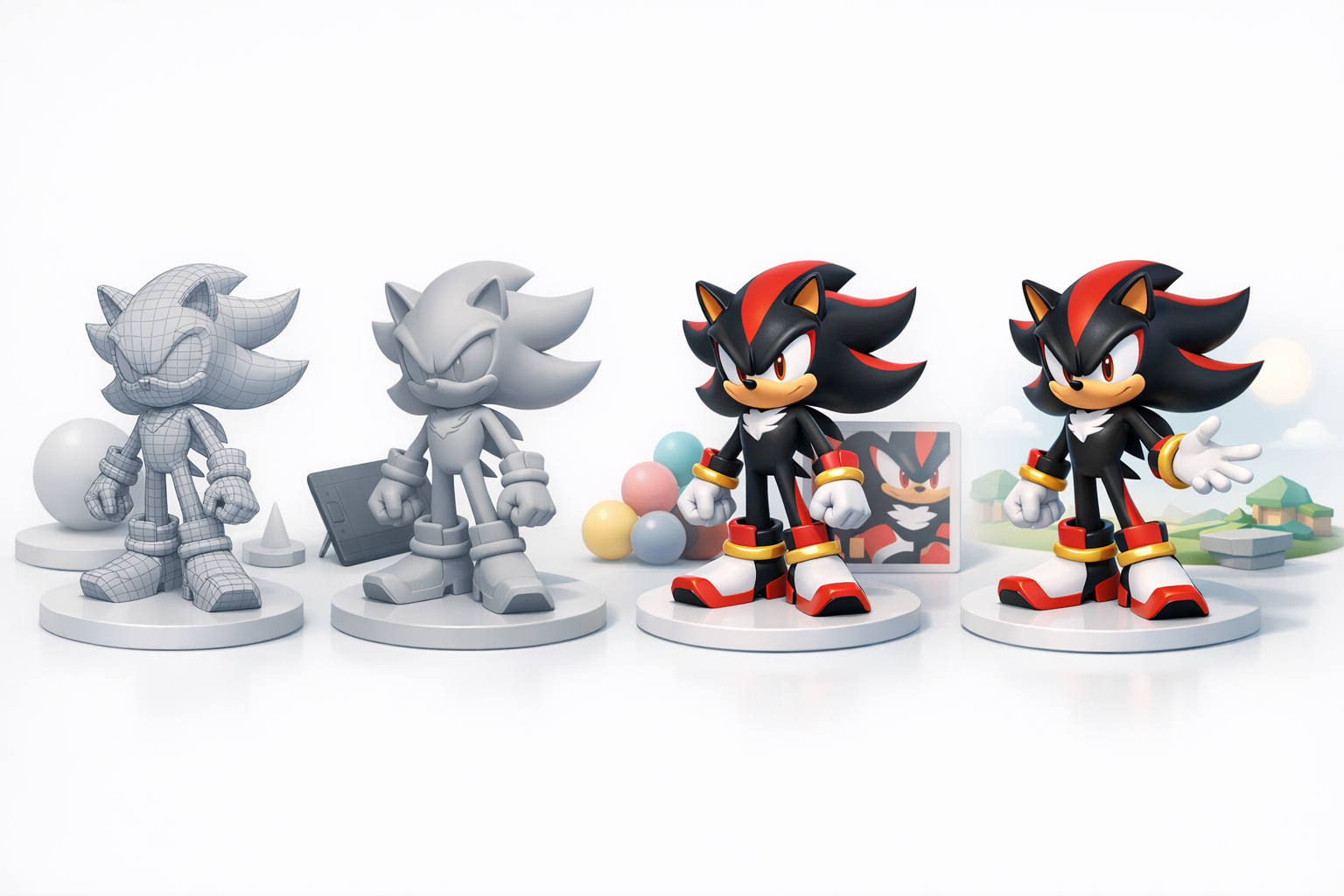 Overview: Shadow the Hedgehog 3D Model Creation illustration