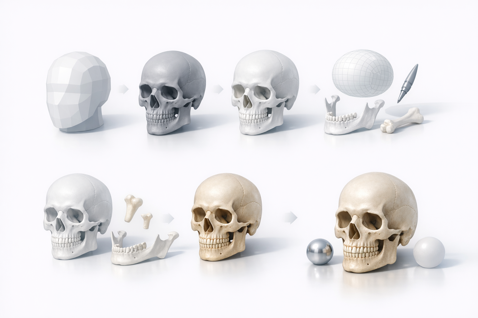 Step-by-Step: Creating a Skeleton Head 3D Model illustration
