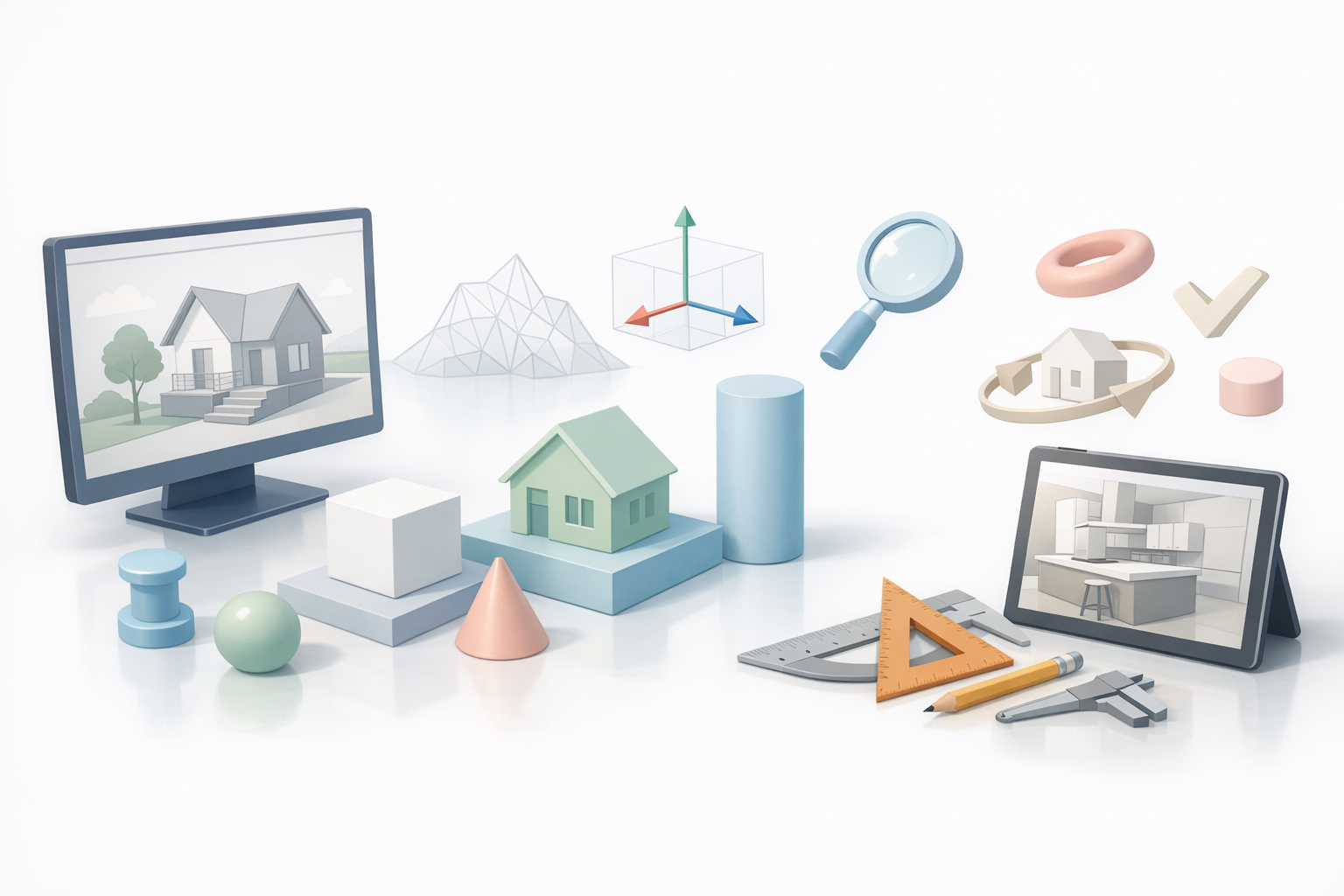 SketchUp 3D 建模入门示意图