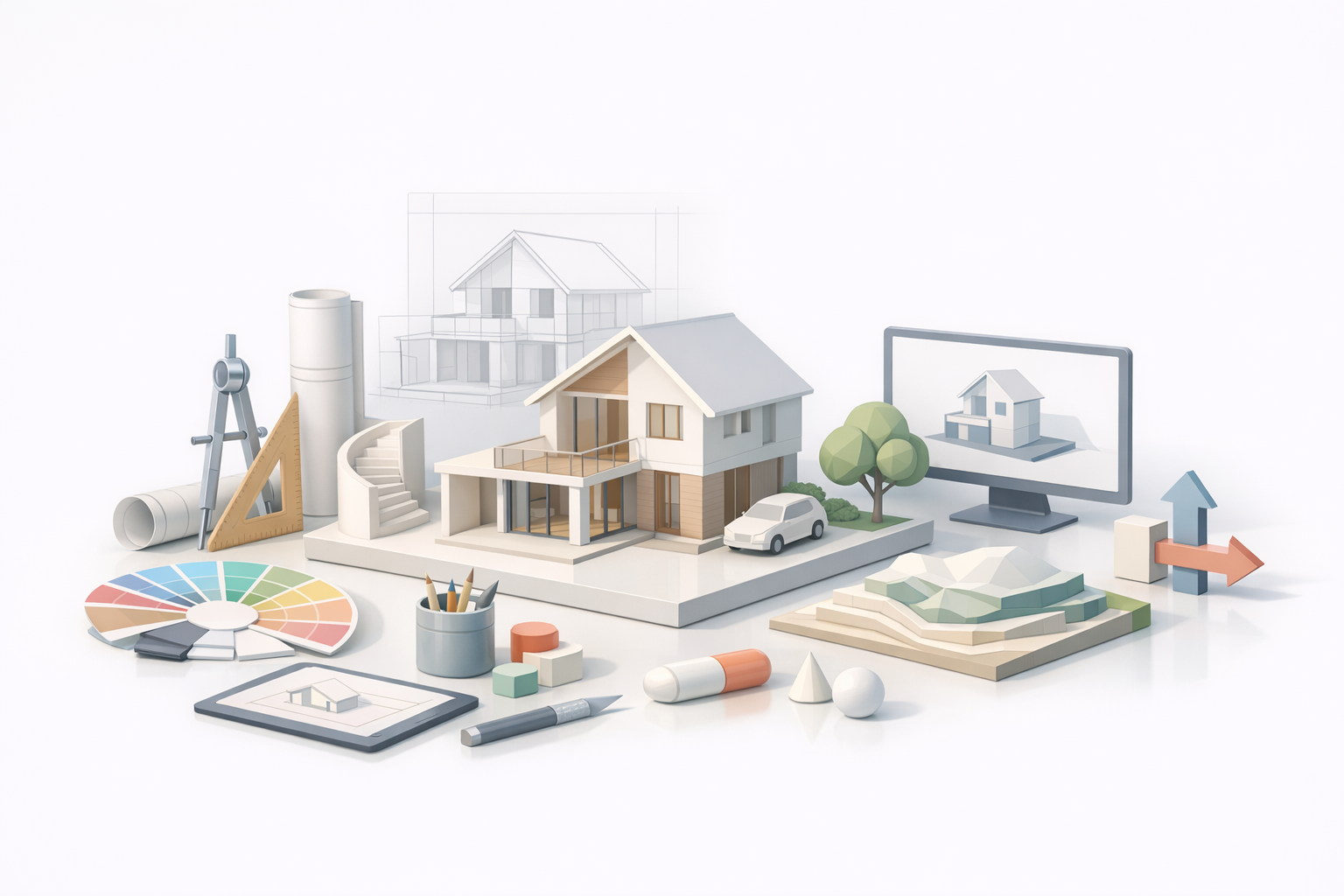 SketchUp 模型创建进阶技巧示意图