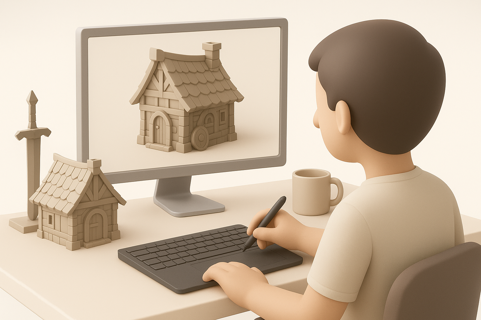 我的工作流程:创建《上古卷轴5》风格的3D模型示意图