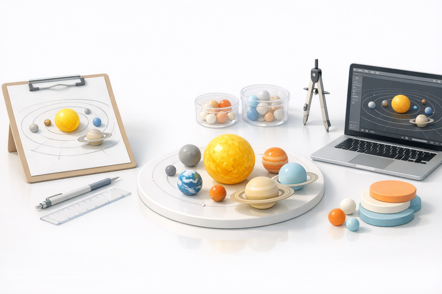 规划3D太阳系模型示意图