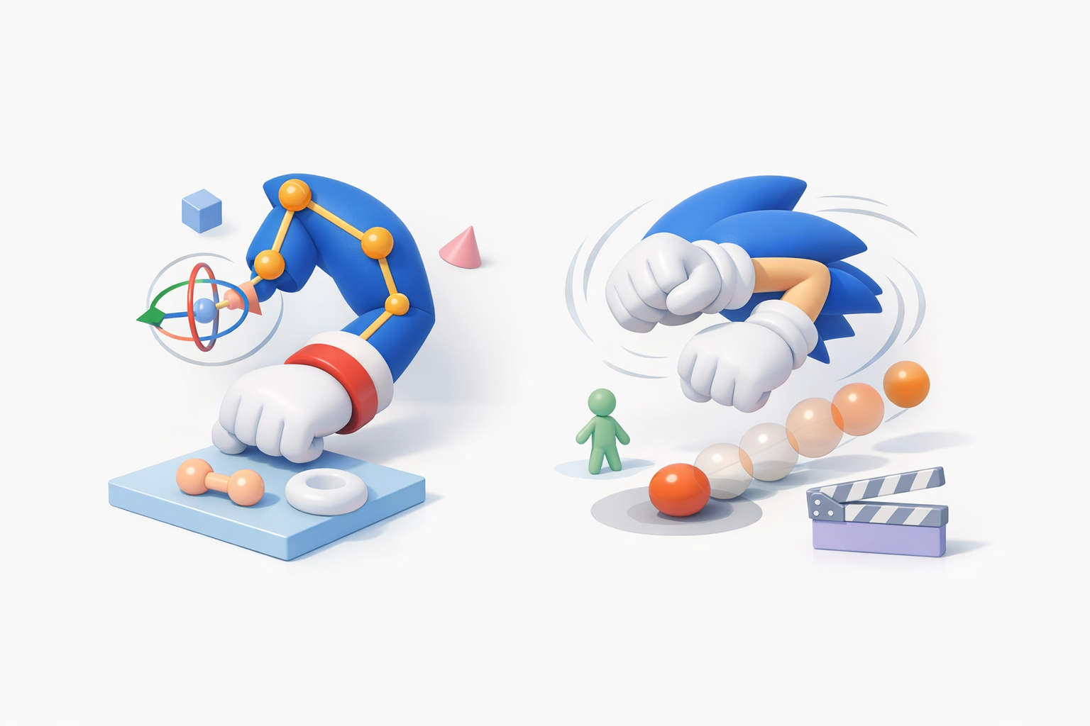 Sonic 手臂绑定与动画示意图
