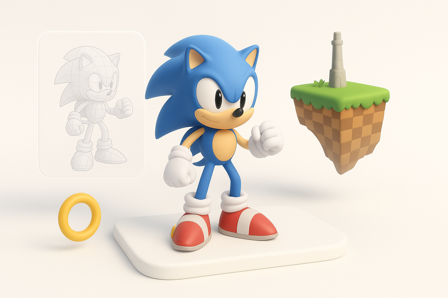 Sonic Frontiers 3D 模型概览示意图