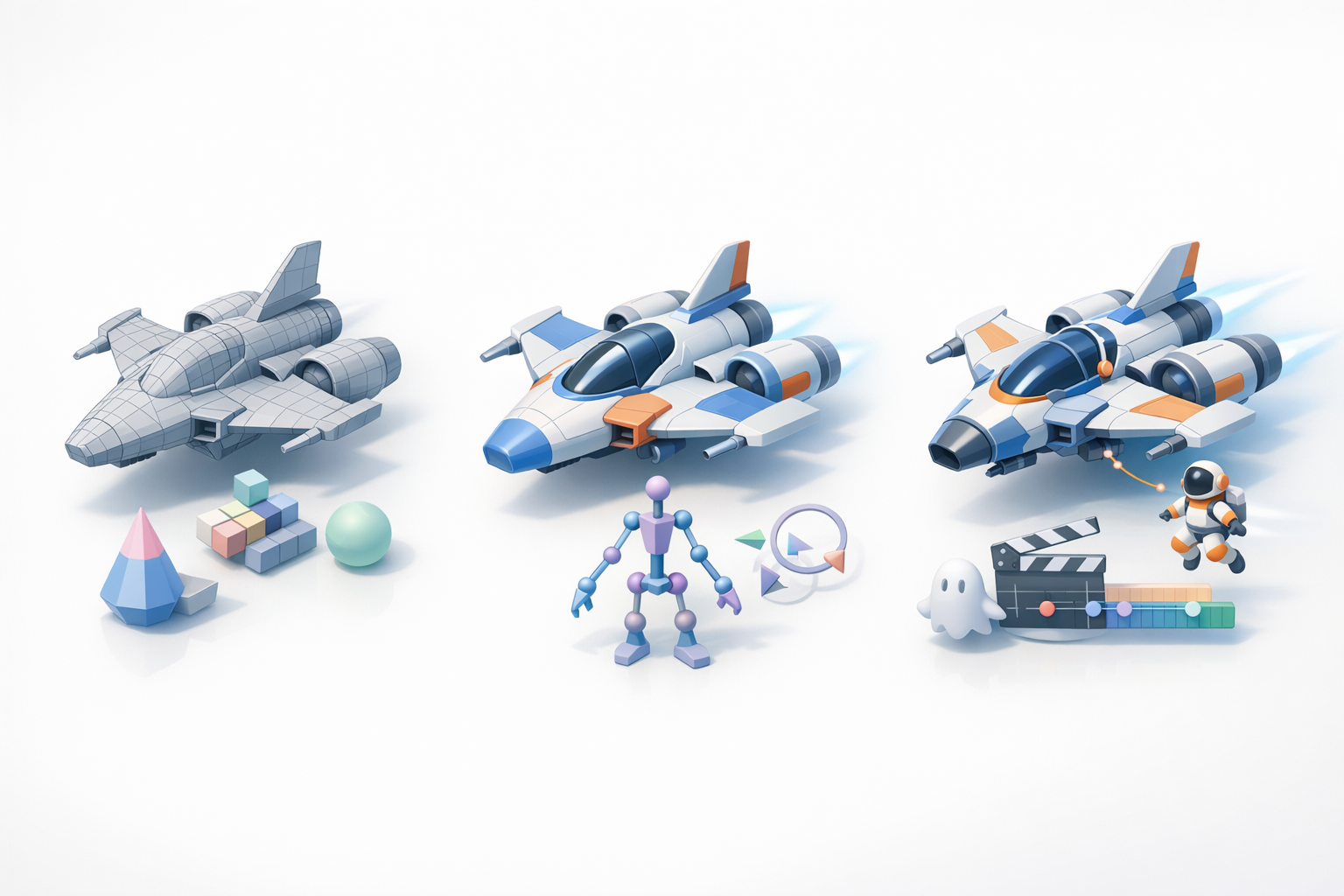 Retopology、绑定与动画基础示意图