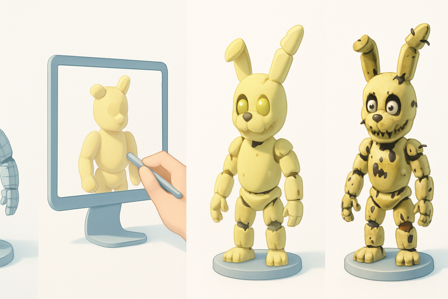 分步流程:在 3D 中制作 Springtrap 示意图