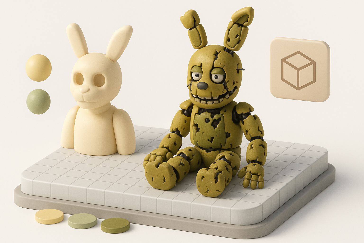 贴图与材质:赋予 Springtrap 生命力示意图