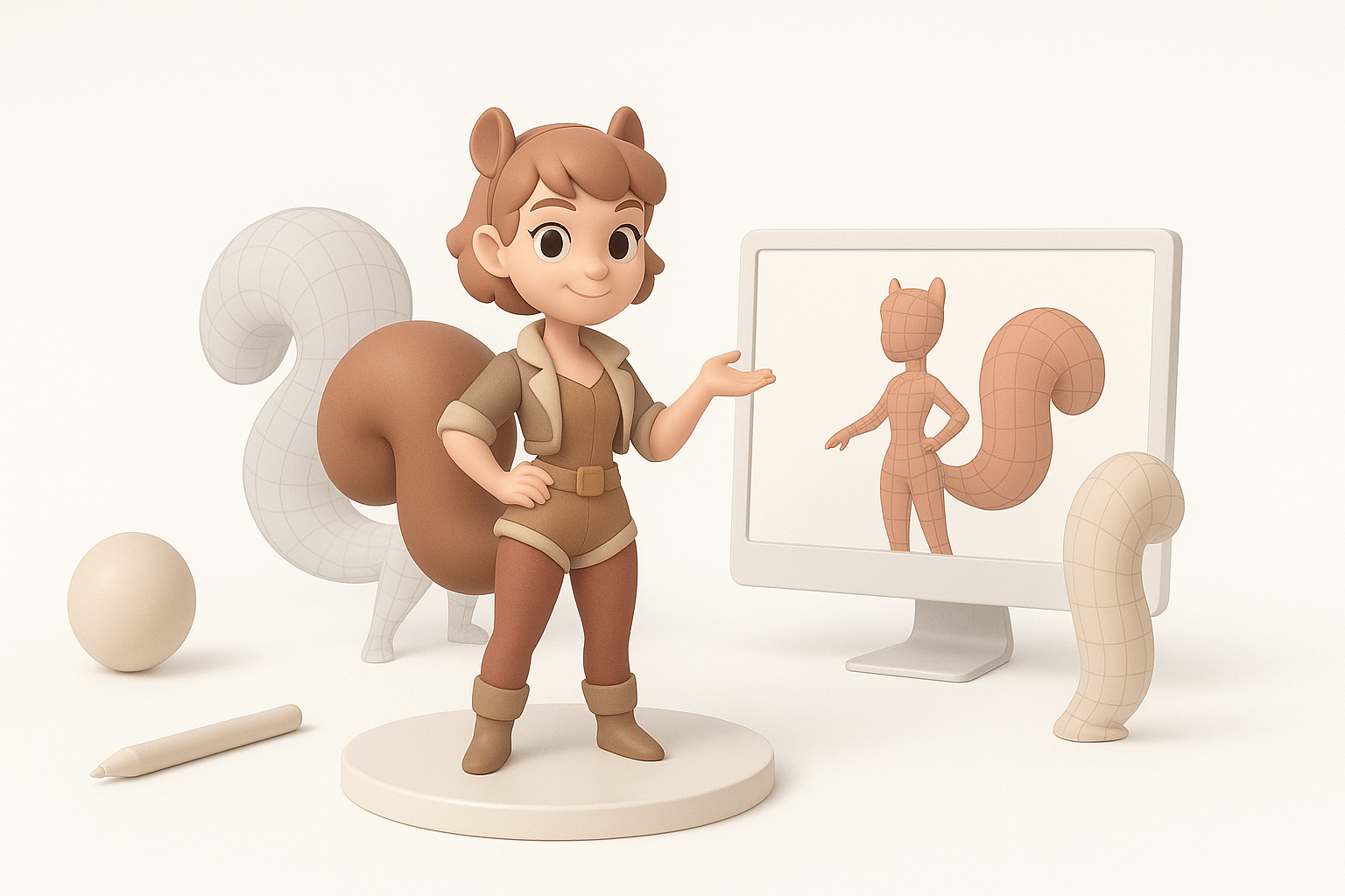 Overview: Squirrel Girl 3D Model Creation Process illustration