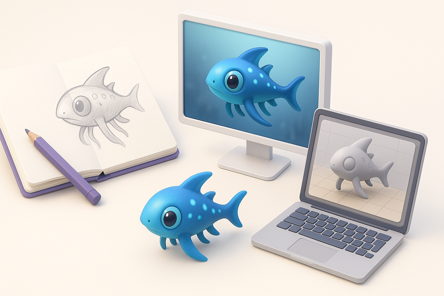我的 Subnautica 风格 3D 模型生成工作流程插图