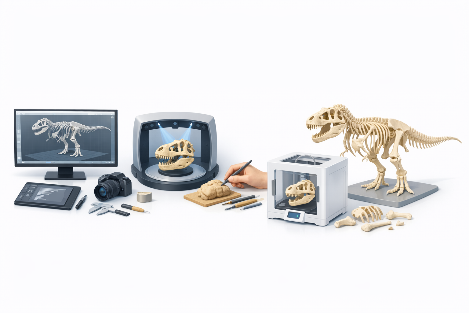 3D模型创建工具与方法对比示意图