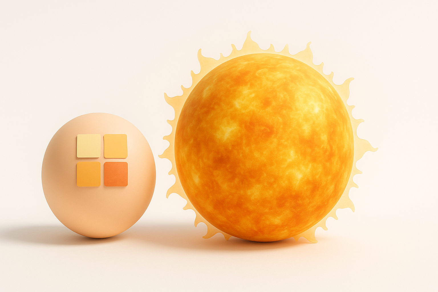 太阳贴图与着色技术示意图