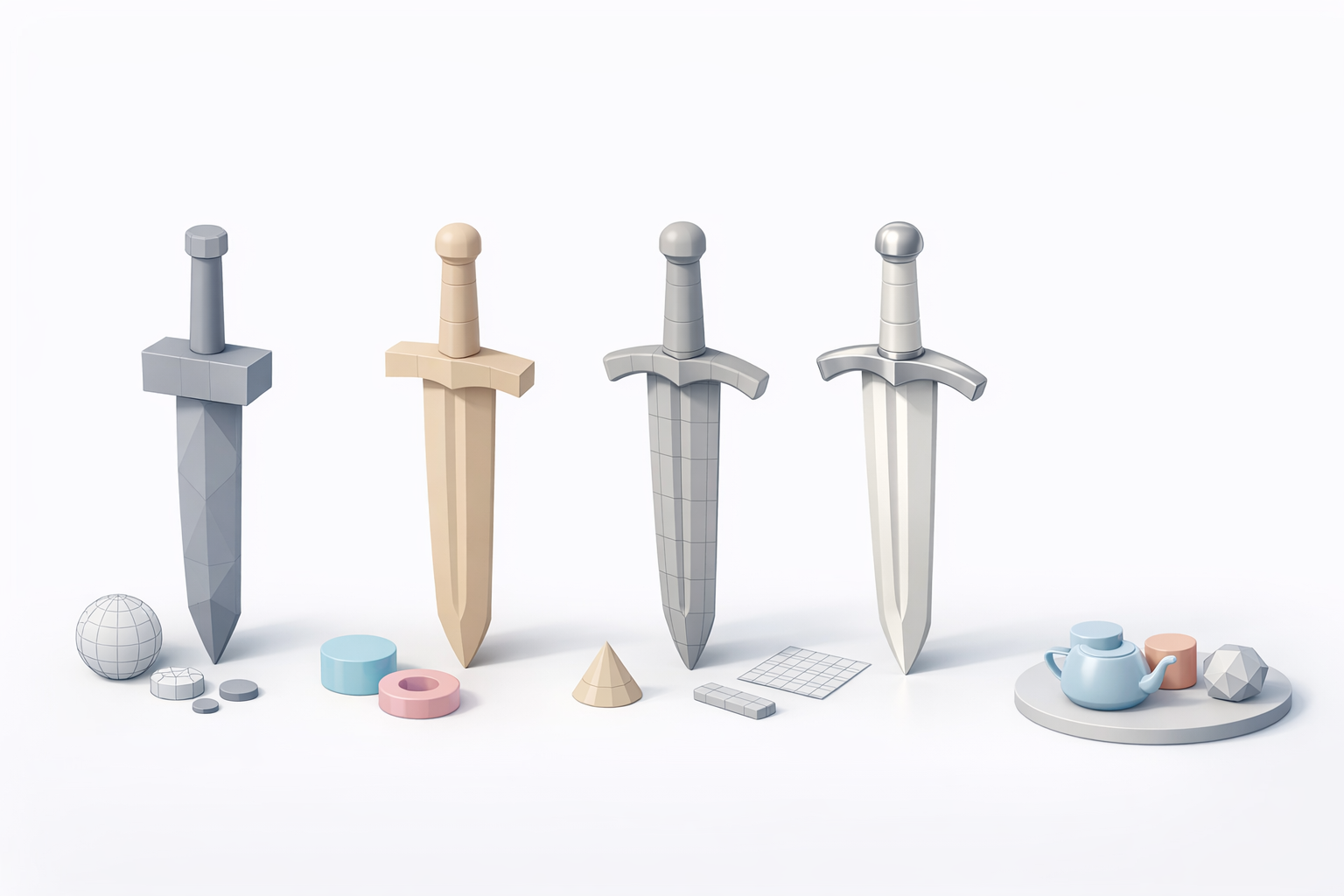 Blocking Out the Sword: My Approach to Base Mesh Creation illustration