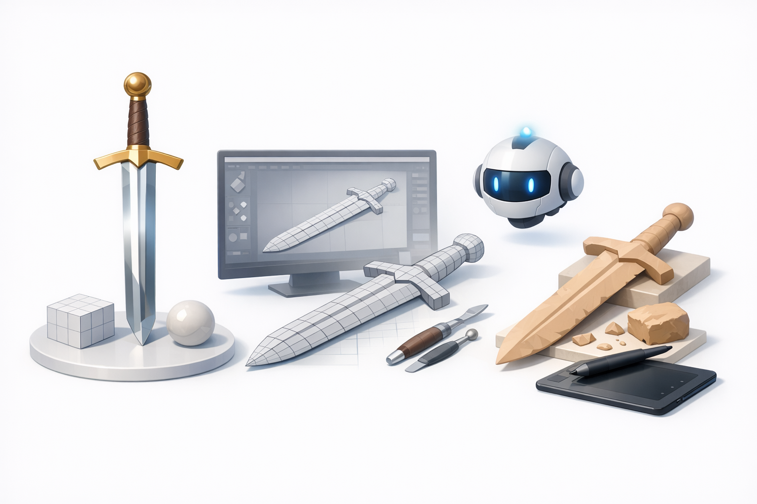 AI-Powered Tools and Alternative Methods for Sword Modeling illustration