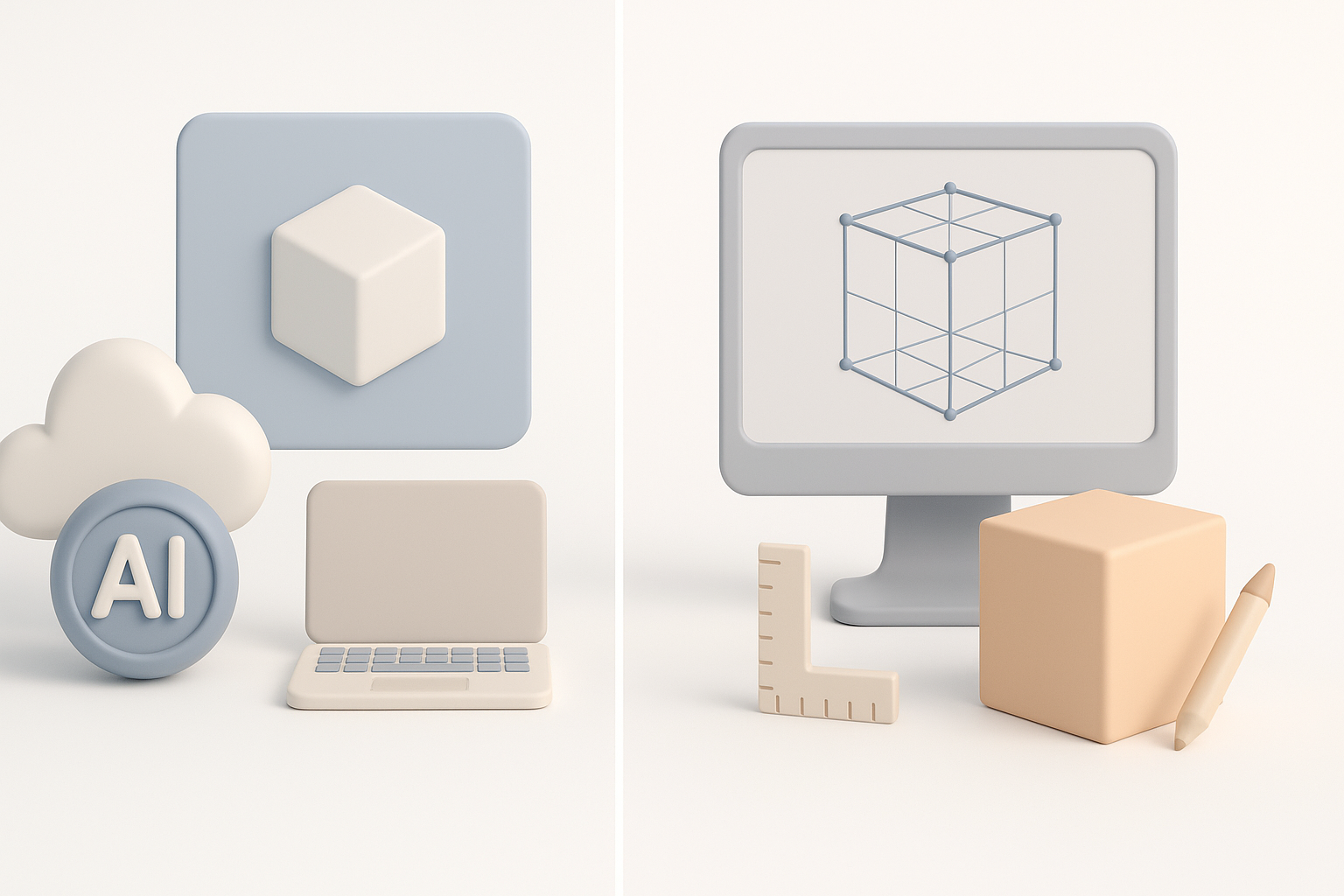 对比AI驱动与传统3D创作方法插图