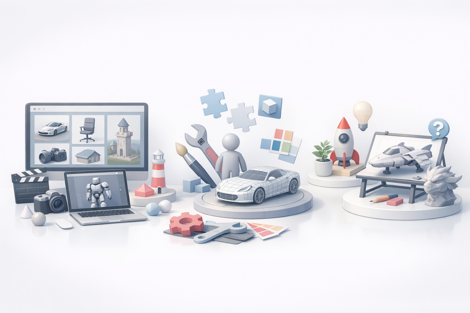 Ilustración de alternativas y cuándo crear assets 3D personalizados