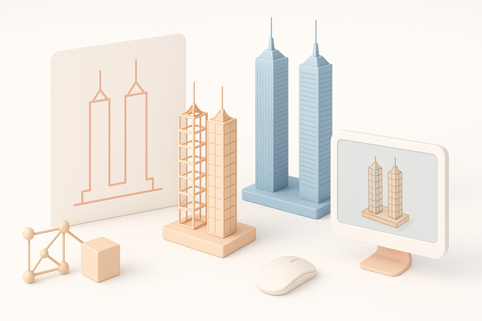 3D建模工作流程:从概念到完成示意图
