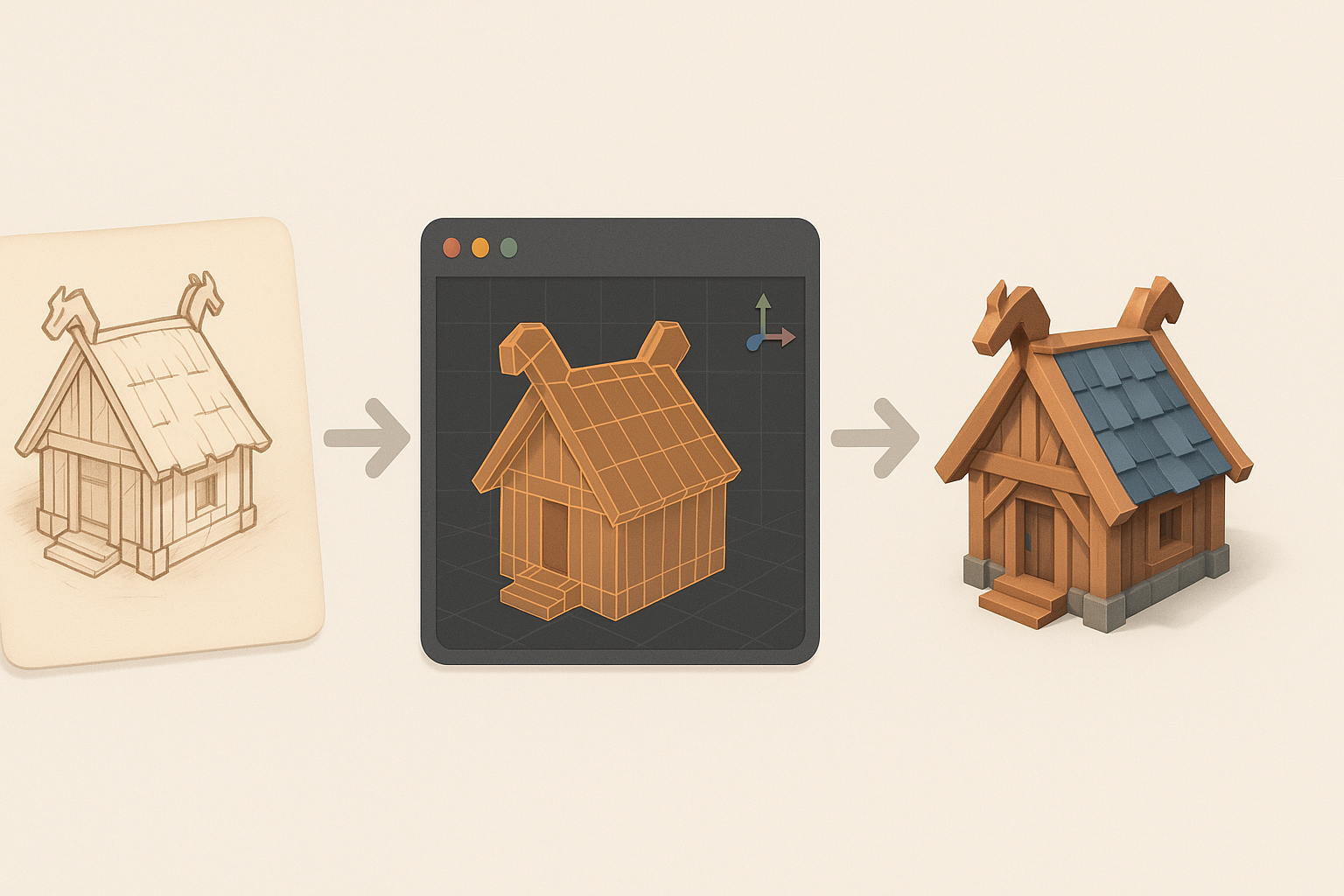 我如何创建 Valheim 风格 3D 模型插图
