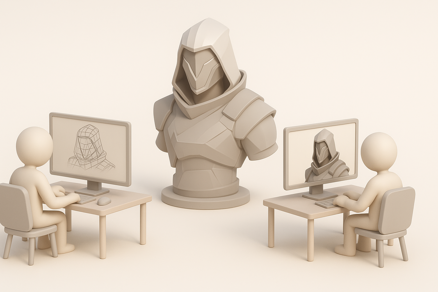 Comparing Manual and AI-Assisted Valorant 3D Modeling illustration