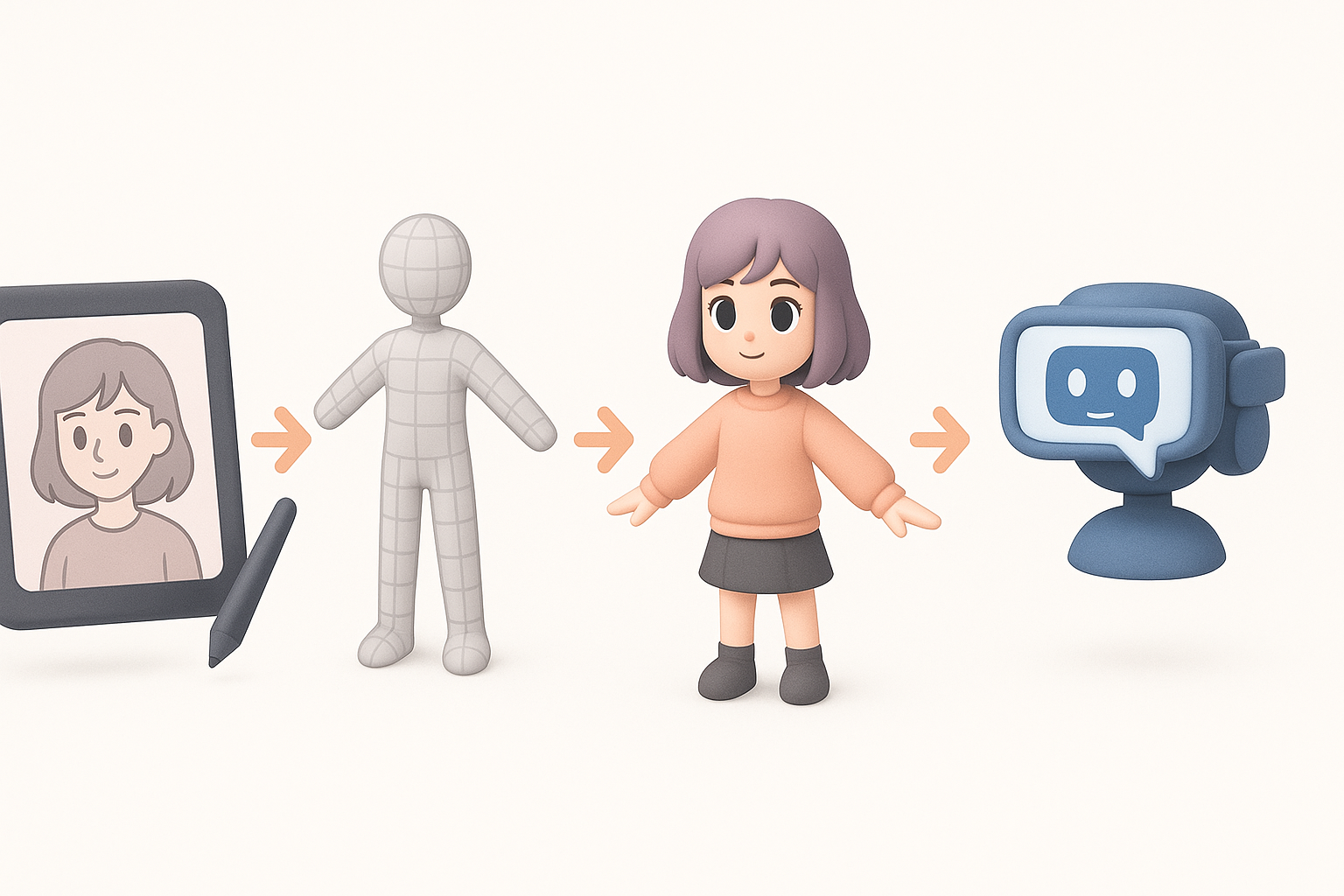 VRChat 3Dモデル作成のステップバイステップワークフロー イラスト