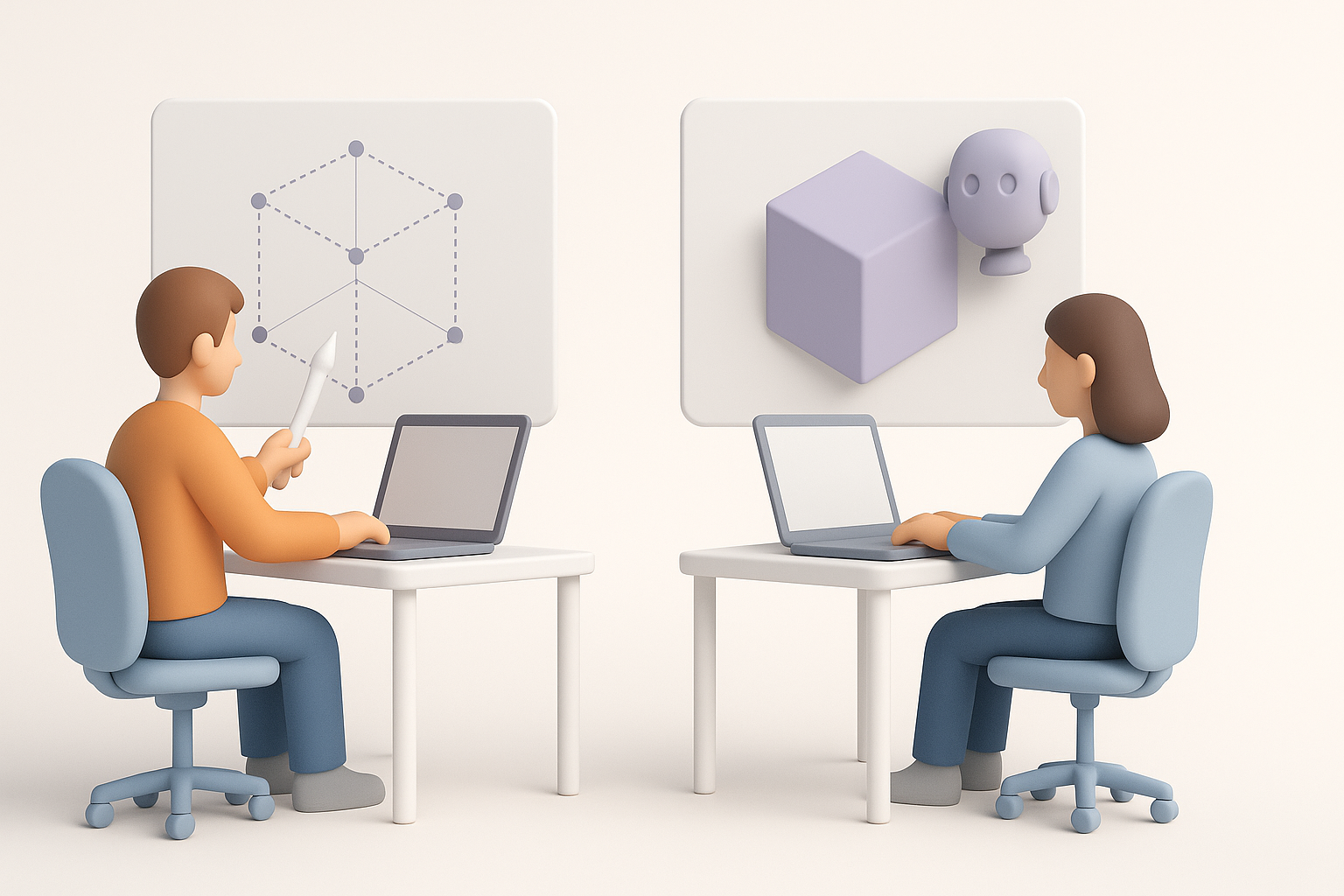 Comparing Manual and AI-Assisted 3D Modeling Approaches illustration