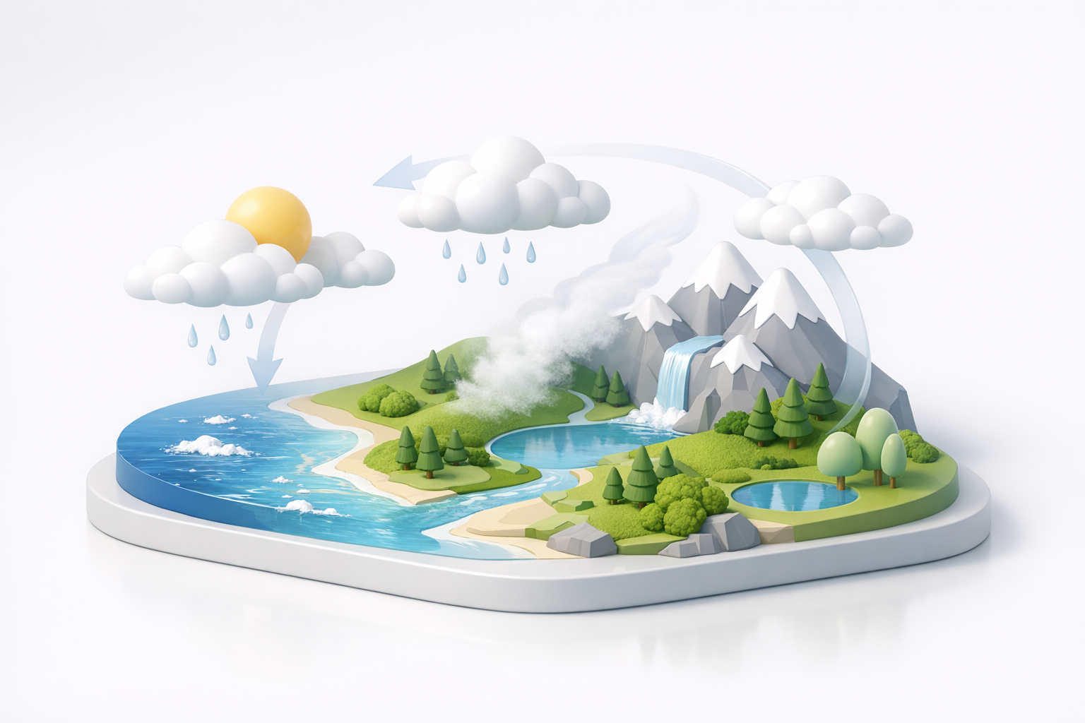 3D建模中水循环概览示意图