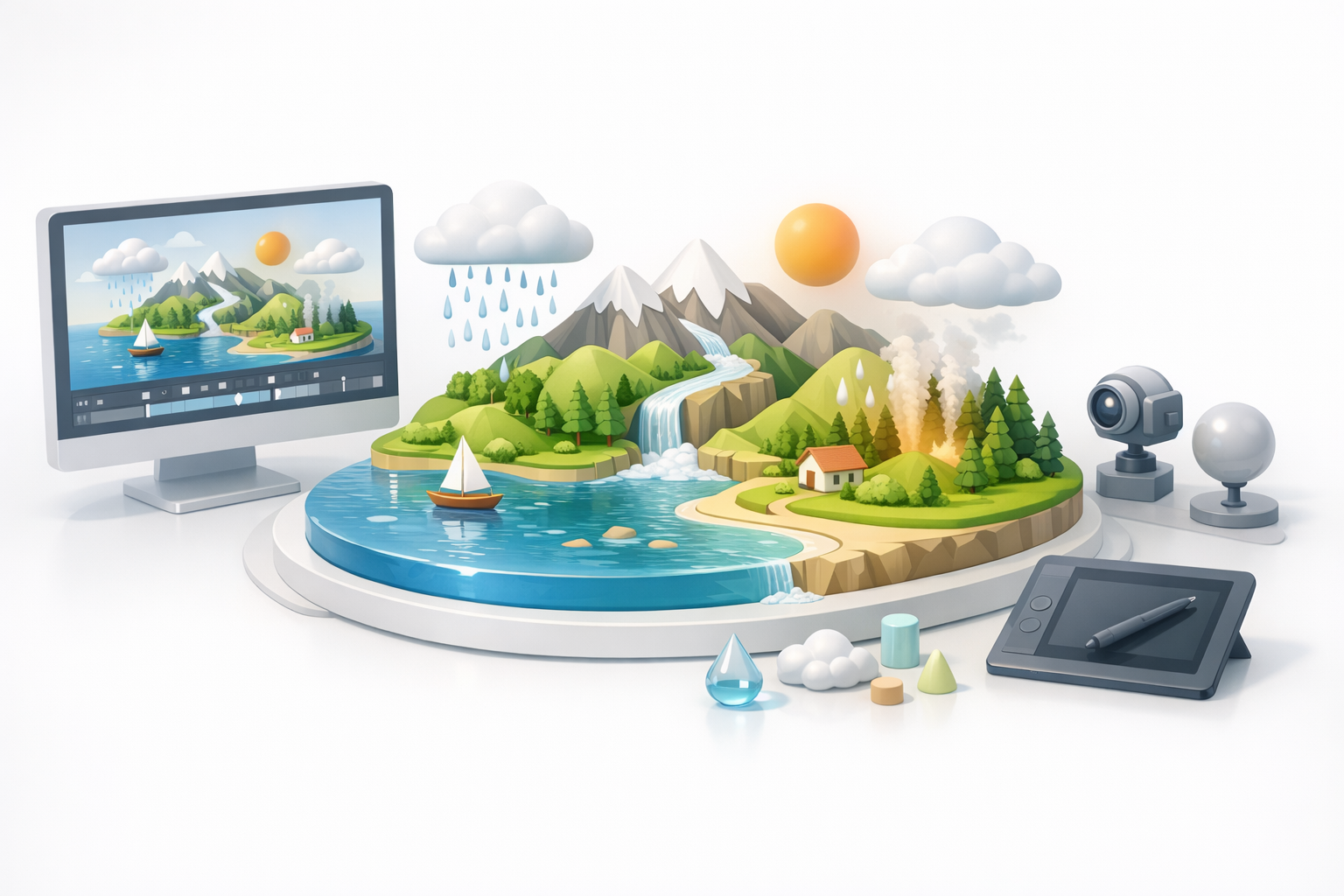 水循环动画制作示意图