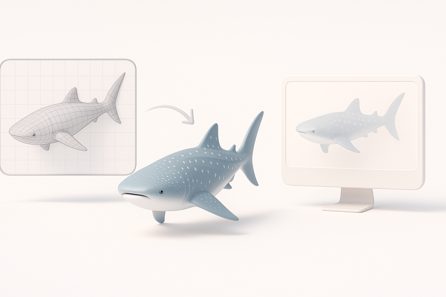 我的鲸鲨3D模型生成工作流程