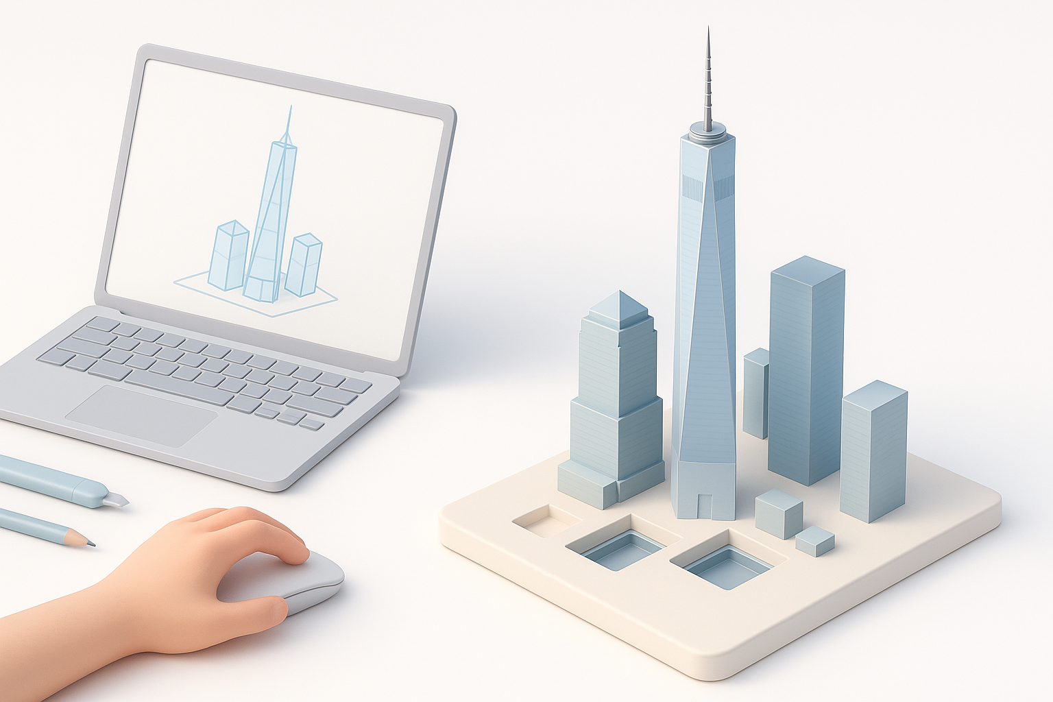 世界贸易中心3D建模概览示意图