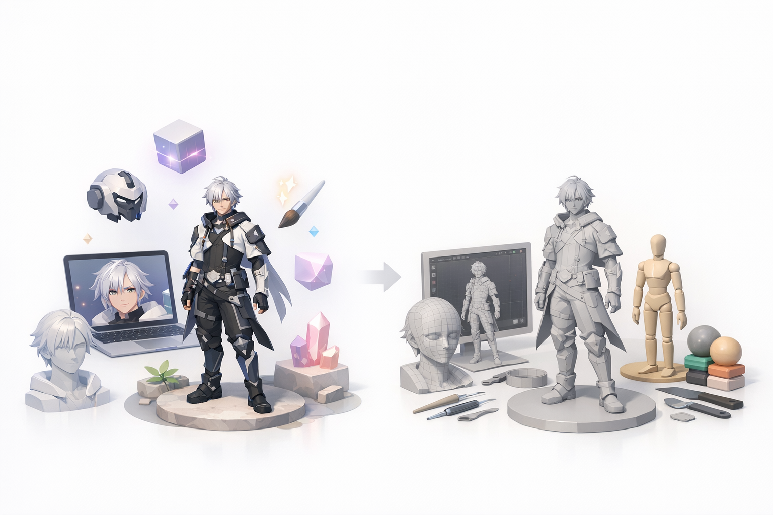 Comparing AI-Powered and Traditional 3D Workflows illustration