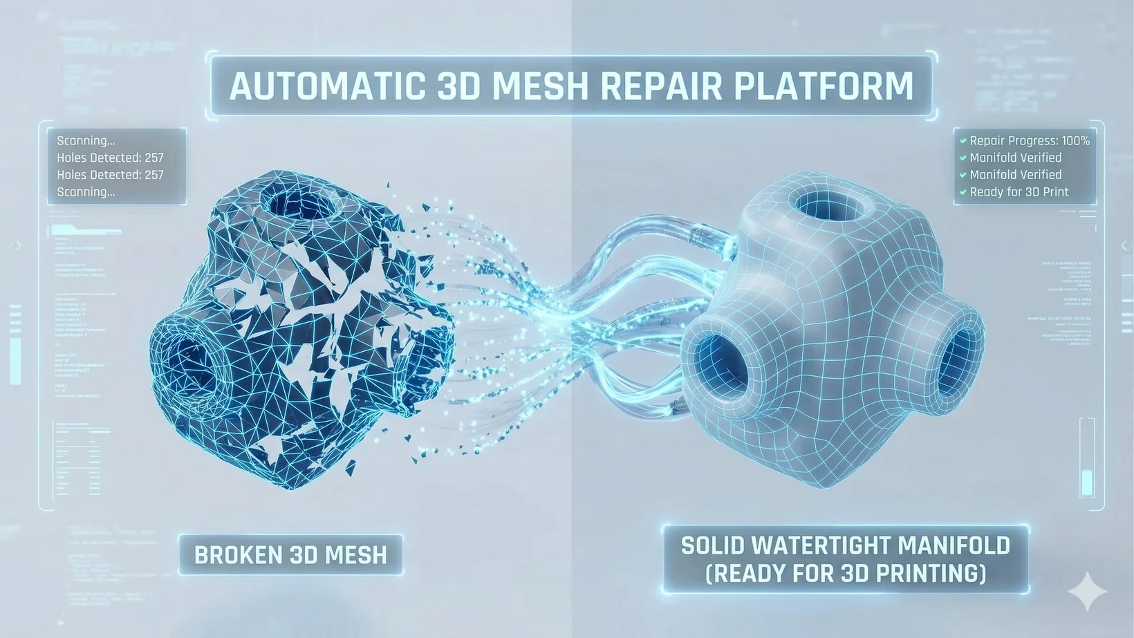Automated 3D mesh repair for 3D printing
