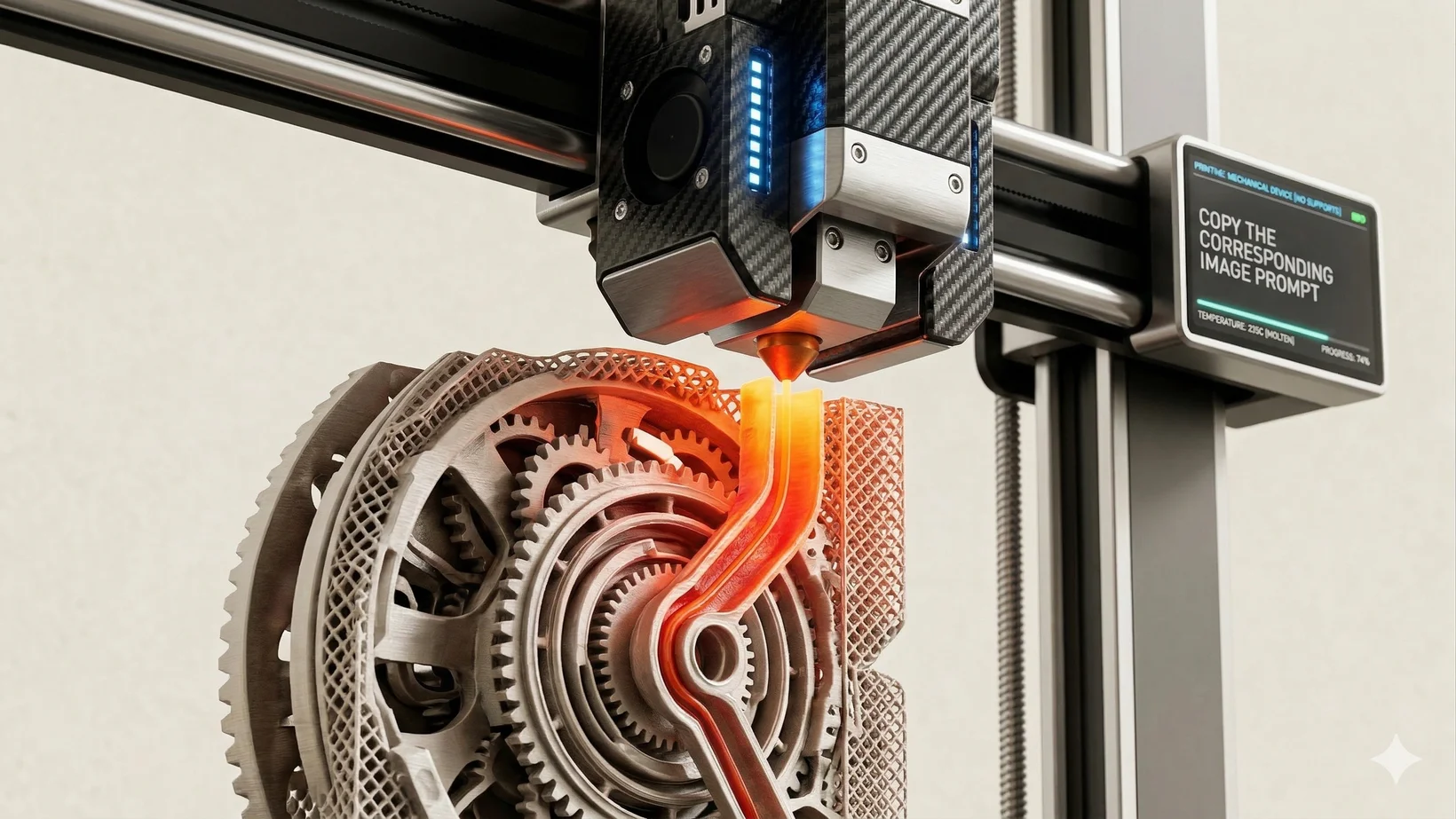 Self-supporting 3D mesh being FDM printed