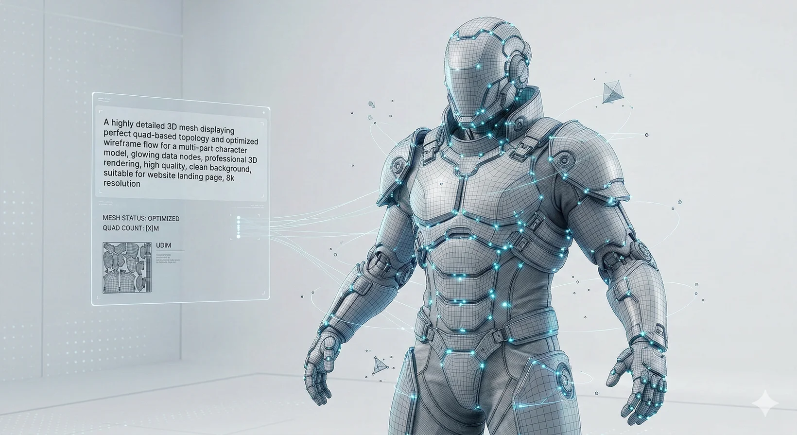 AI-optimized 3D topology and wireframe flow