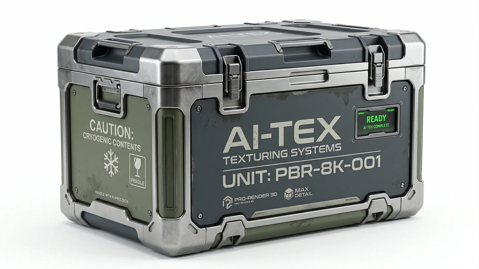 AI textured sci-fi crate with PBR materials