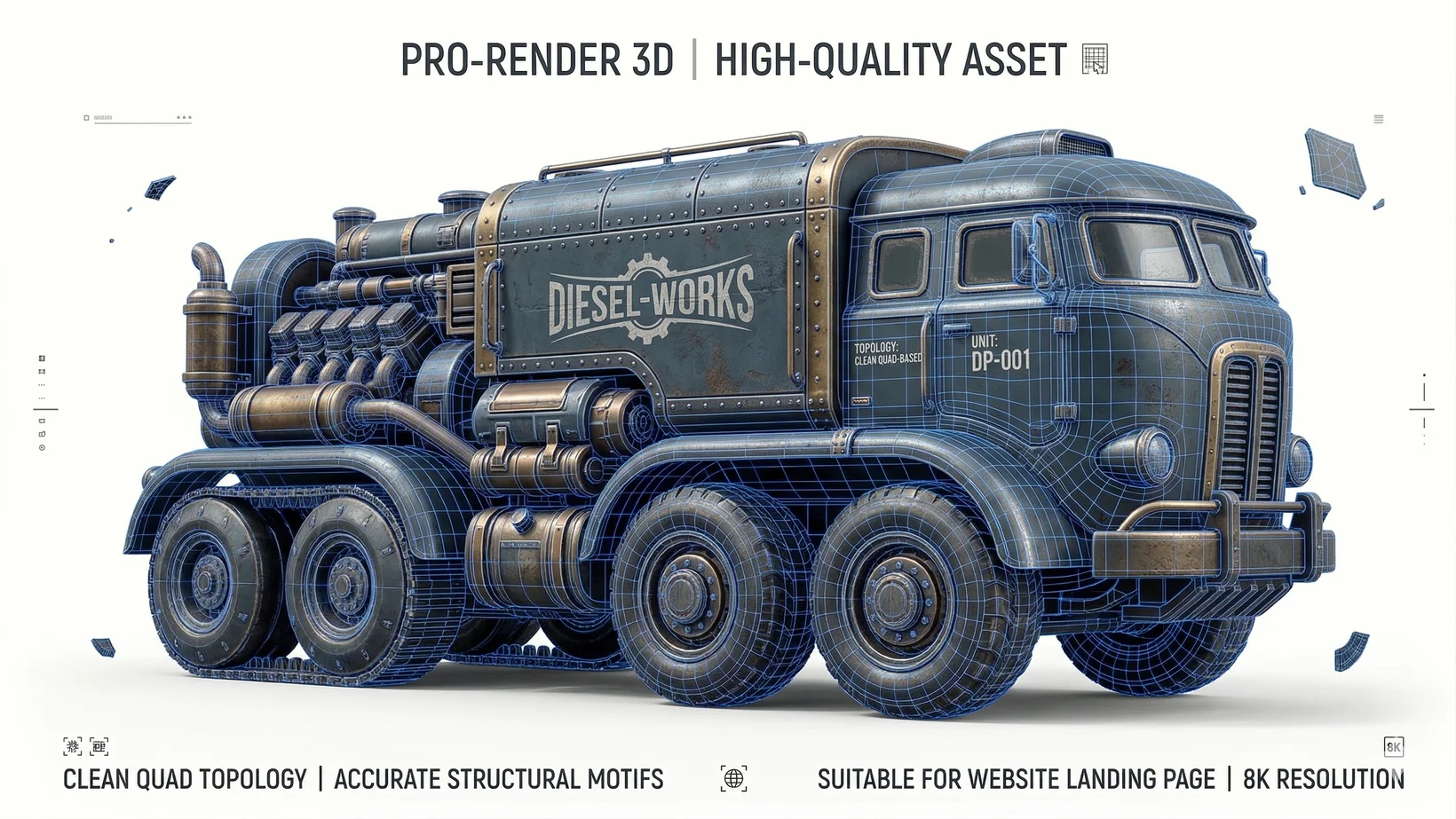 A stylized dieselpunk vehicle 3D concept