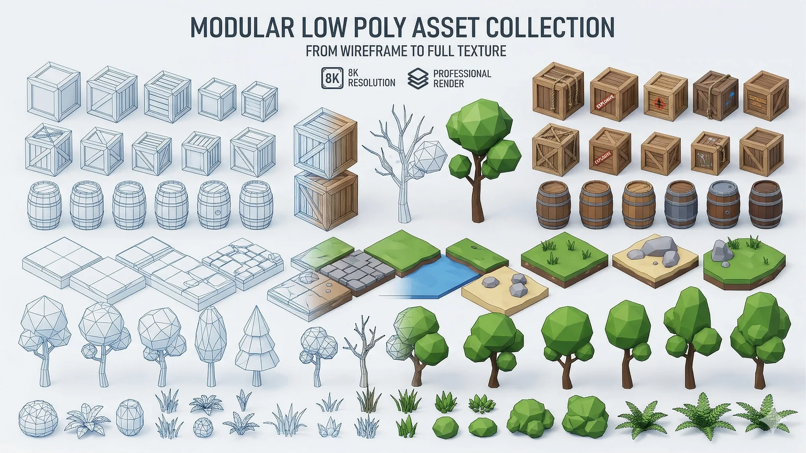 Modular 3D environment pieces