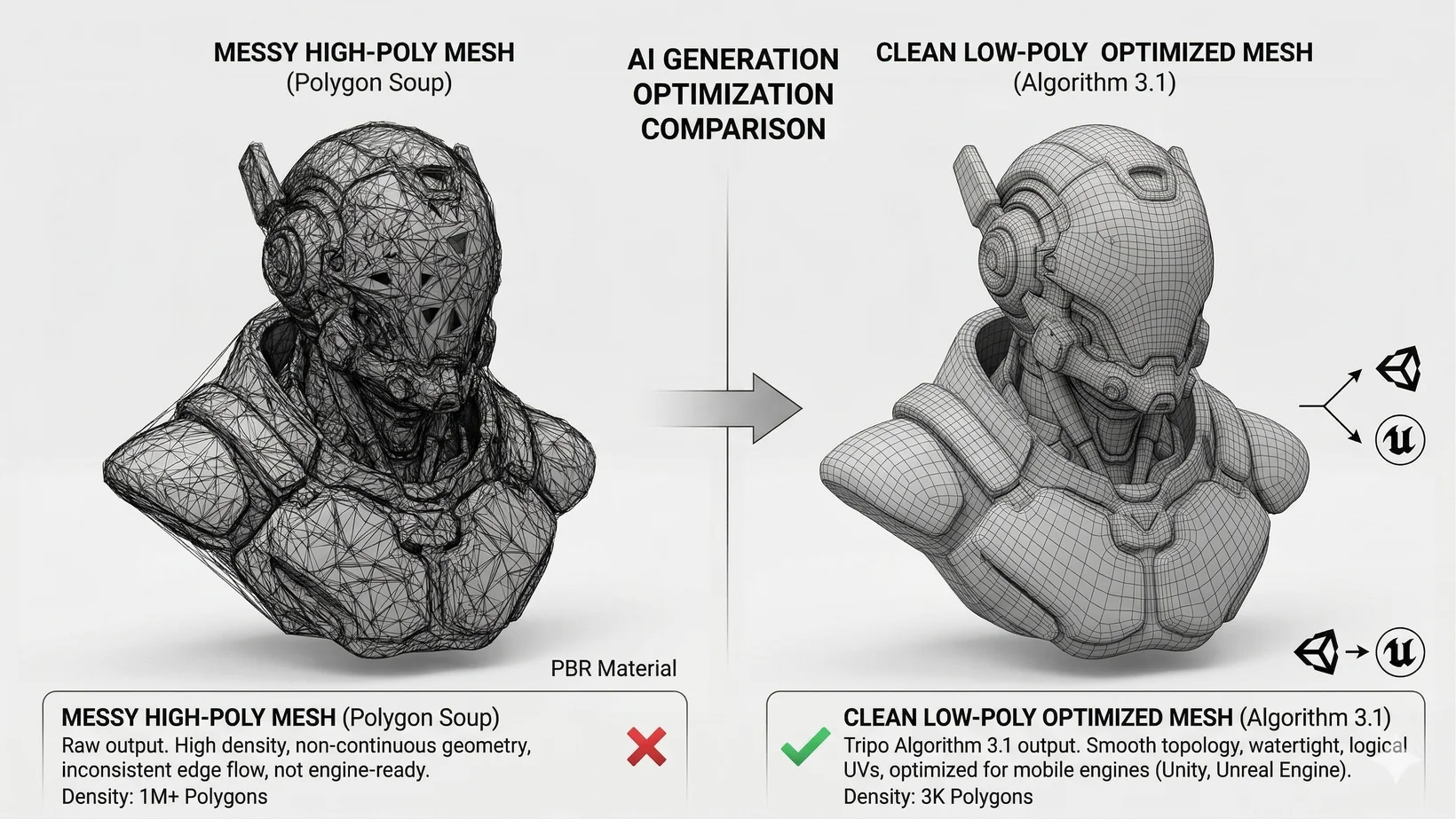 Clean 3D Base Mesh for Mobile Gaming