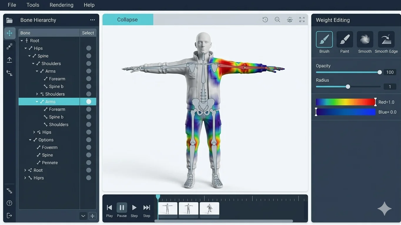 Automated 3D Character Rigging Interface