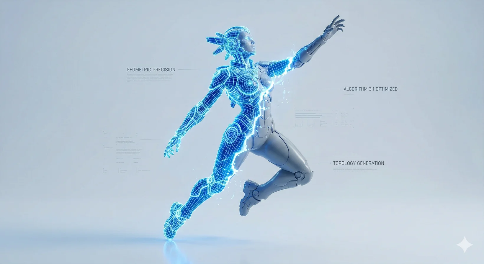 算法生成的 3D 拓扑线框图