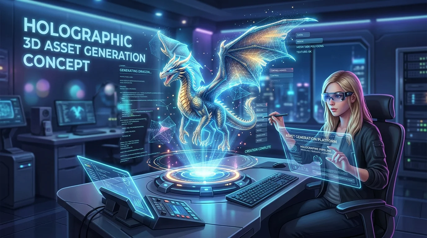 全息 3D 資產生成概念