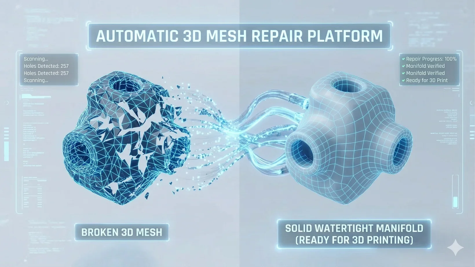 用於 3D 列印的自動化 3D 網格修復
