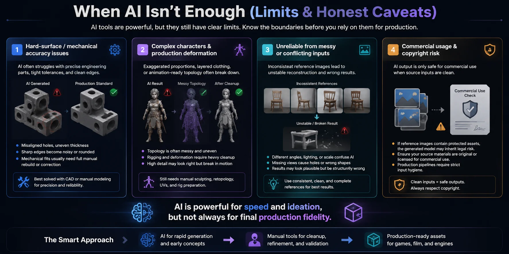 limitations of ai generated 3d models for production use